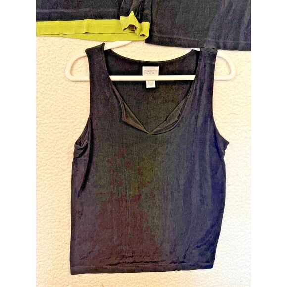 CHICOS Tank Top Shirt Women 2 (L) Black Stretch Set of 3 Cruise Vacation - Picture 5 of 9